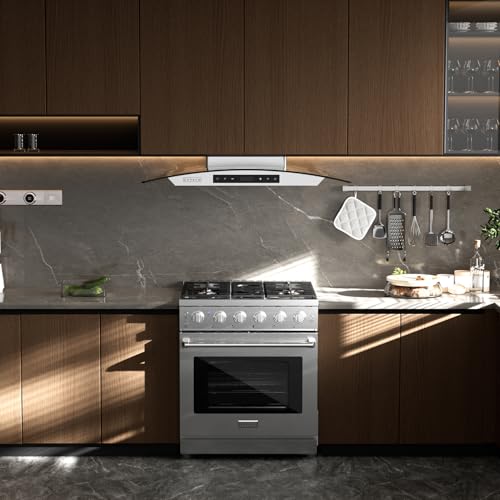 Empava 30 Inch Gas Range with True Convection, 4.55 Cu. Ft Oven, 18,000 BTU Power Burner for Searing, 5 Sealed Burners Cooktop, Convertible NG/LP, Stainless Steel, CSA Certified