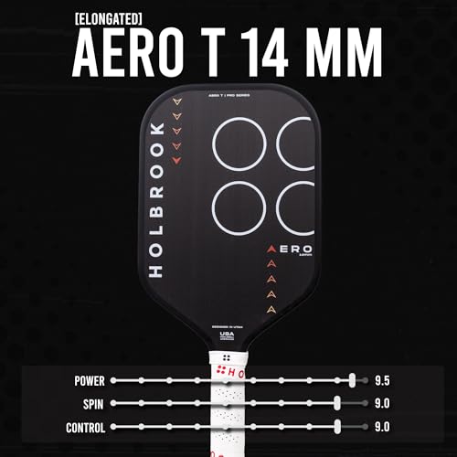 Holbrook Aero Series Carbon Fiber T: Edgeless Pickleball Paddle, USAPA Approved, Carbon Fiber Surface, Foam Polypropylene Core, Widened Sweet Spot, Controlled Touch - 14mm