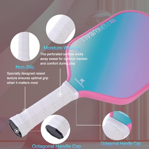 Pink Pickleball Paddles for Women T700 Carbon Fiber Pickleball Paddle Set - Lightweight & Durable Rackets with Comfort Grip, Includes 1 Paddle Cover,1 Grip Tape, for Indoor/Outdoor (Carbon Pink)
