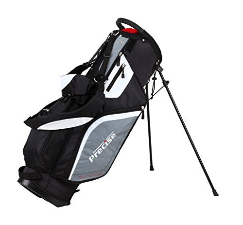 Precise M5 Complete Golf Club Set for Men - Left Handed Tall Mens Golf Clubs Full Set w/Driver, Wood, Hybrid, Irons, Putter, Stand Bag & Headcovers - Beginner Friendly Package - Black/Red