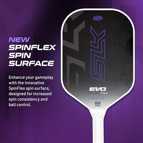 Selkirk Sport SLK Evo Power MAX Pickleball Paddle by Selkirk Sport | G9 Power Carbon Fiber Pickleball Paddle with SpinFlex Surface and Rev-Hybrid Polymer Core | Power Purple Max