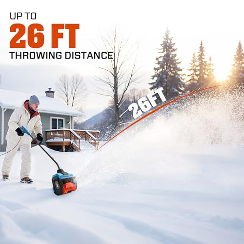SENIX 12 Amp Electric Snow Shovel | 13-Inch Corded Snow Thrower with 8-Inch Clearing Depth | 480 lbs/Min Removal, 26ft Max Throw Distance for Driveway, Sidewalk, Steps & Patio (STE12-L)