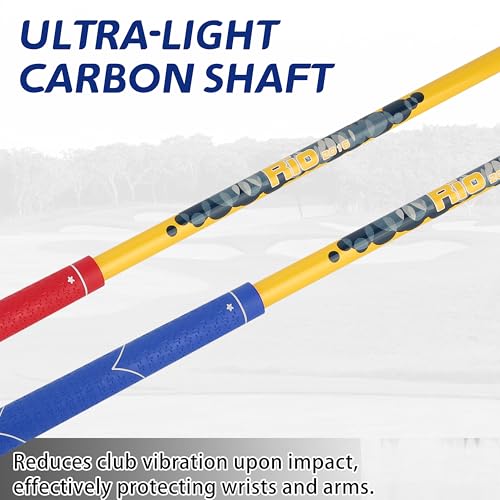 PGM Children's Golf Club Set - Can Hit Real Balls, 3 Pieces Clubs Includes Wood, Iron, and Putter, Great for Beginner Boys and Girls, Instructional Training Set