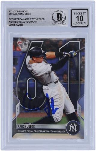 Aaron Judge New York Yankees Autographed 2022 Topps Now HR 60,61,62 Set #929,975,1012 Beckett Fanatics Witnessed Authenticated 10 Card - Baseball Slabbed Autographed Cards