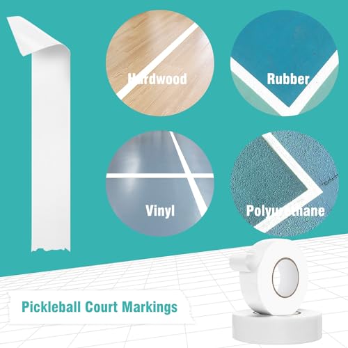 HolderProf Pickleball Tape for Outdoor Court, 2in x 300FT Temporary Pickleball Court Lines, Court Marking Kit for Pickleball, Basketball, Badminton