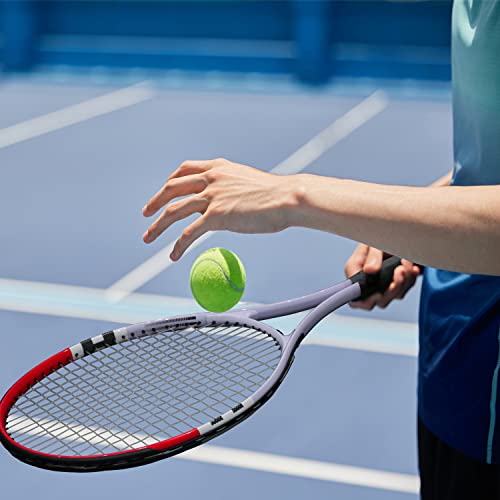 Tennis Racket Pre-Strung Lightweight 27 Inch Racquet Recreational Adult Rackets for Men Women Students Training Tennis Starter Kit with Balls,Carry Bag and Overgrips (Red/White - 2 Rackets)
