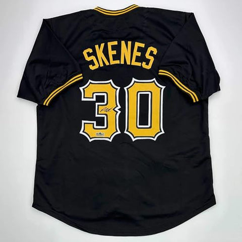 Facsimile Autographed Paul Skenes Pittsburgh Black Reprint Laser Auto Baseball Jersey Size Men's XL