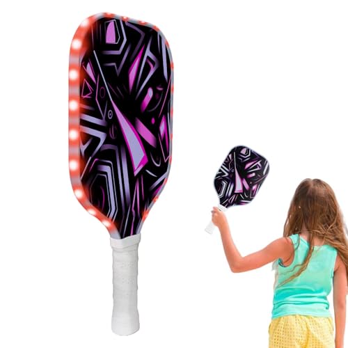 LED Pickleball Paddles - Glow in The Dark Fiberglass Racket, Light Up Pickleball Paddle | Rechargeable Nighttime Pickleball Paddle Set, Bright Illuminated Pickleball Paddle for Play Advanced Players