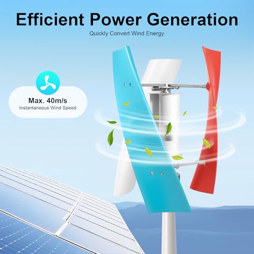 LXYIUTRW Bepritm 400W Wind Turbine Generator Kit, 3 Blades Wind Power Generator 12V Vertical Axis Wind Turbine Generator Kit with Controller, Ultra-Quiet Design for Home, Boats, Street Lighting