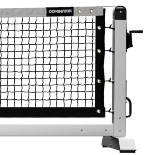 Dominator PRO MAX Silver Portable Pickleball Net - Heavy Duty USAPA Compliant Portable Regulation Pickleball Net - Indoor/Outdoor Aluminum Rust Proof Frame w/Adjustable Net Tension & Locking Wheels
