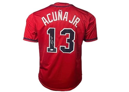 Ronald Acuna Jr. Autographed Red Baseball Jersey JSA