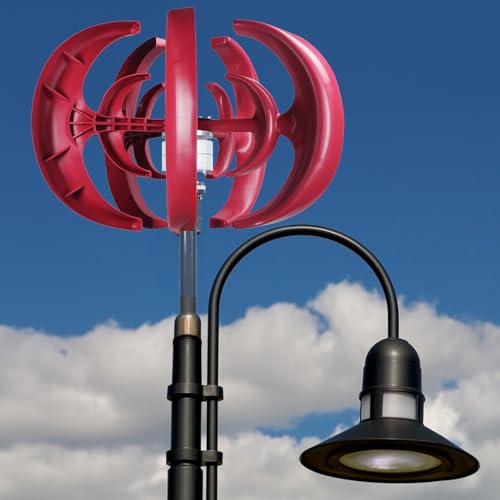 balurukt 4500W Wind Turbines Generator,12V 5-Blade Vertical Axis Wind Turbines Generator Kit,Electricity Producer Equipment Red,for Home Hybrids Streetlight Use, Fast Delivery from USA Red