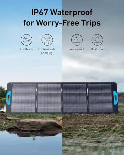 Anker SOLIX PS200 Solar Panel with Adjustable Kickstand, 200W Foldable Portable Solar Charger, IP67 Waterproof, 23% Higher Energy Conversion Efficiency, for Camping, RVs, and Blackouts（Renewed）