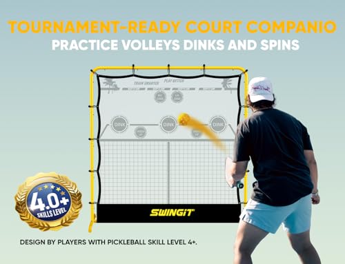 Portable Pickleball Rebounder Net, 3in1 Solo Training Net System for Dinks, Volleys & Drives, USAPA Approved Accuracy Trainer with Carry Bag, Outdoor & Indoor Use Prefer Backyard, Driveway, Garage