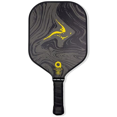 A. Anbrose Gold Vein Pickleball Paddle | Extra Wide Paddle Shape | USAPA Approved | Carbon Fiber Face | Polypropylene Honeycomb Core | Lightweight | Fabric Paddle Cover.… (Carbon-Fiber, 16.5mm)