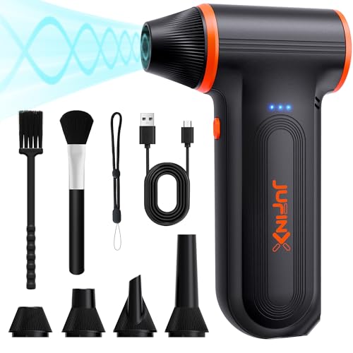 JUFINX X117 Compressed Air Duster-150000RPM Super Power Snow Blower, 3-Gear Adjustable Mini Blower with Fast Charging, Electric Air Duster for Leaves,Snow,Computer, Keyboard, House, Outdoor,and Car