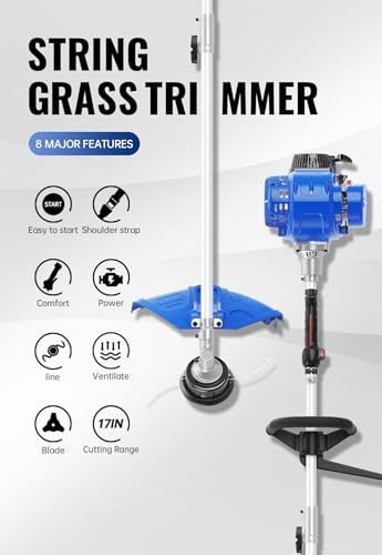 Wild Badger Power 2-in-1 Yard Care System, 31cc, 4-Cycle Gas Engine Straight Shaft Multi-Tool with Brush Cutter, String Grass Trimmer and Shoulder Harness