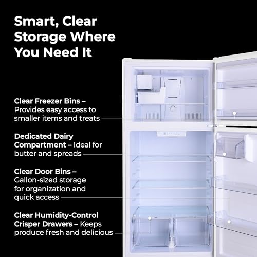 Kenmore 33 in. 20.4 cu. ft Capacity Refrigerator/Freezer with Full-Width Adjustable Glass Shelving, Humidity Control Crispers, Ice Maker, ENERGY STAR Certified, White