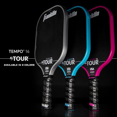 Franklin Sports Pro Pickleball Paddles - FS Tour Series Carbon Fiber Paddles - Official USA Pickleball (USAPA) Approved - Tempo Pro Player - 16mm Polymer Core - Blue
