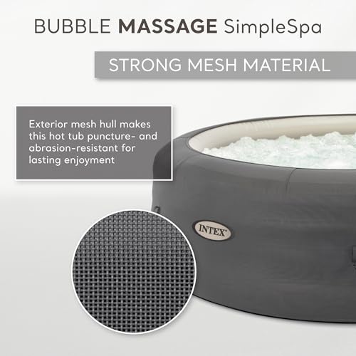INTEX 28483E SimpleSpa Inflatable Hot Tub 4 Person Bubble Massage Spa: Includes Insulated Cover – Built-in QuickFill Inflation – Soothing Jets – 77" x 26"
