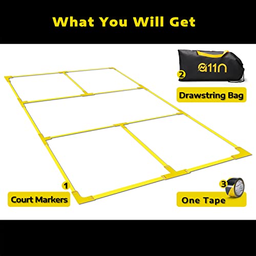 A11N Pickleball Court Marking Kit - Temporary Pickleball Boundary Lines in Standard Court Dimensions, No Measurement Required, Yellow