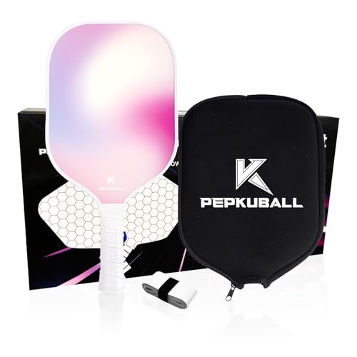 Pickleball Paddles Pink for Women Fiberglass Paddle Ball Set - Lightweight & Durable Rackets with Comfort Grip, Includes 1 Paddle Cover,1 Grip Tape, for Indoor/Outdoor (Pink)