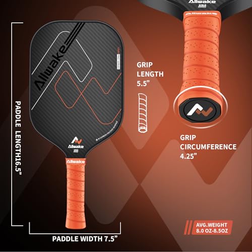 Pickleball Paddles, USAPA Approved, 3k Friction Surface Carbon Fiber Pickleball Paddle, Durable &Lightweight Pickleball Rackets for Adults