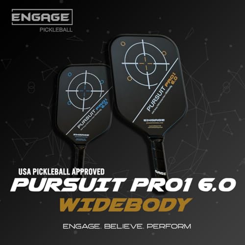 Engage Pursuit Pro1 6.0 Widebody Carbon Pickleball Paddle - 8.0 oz, 15.2mm MachPro Core, 8 1/8” Wide Raw Carbon Fiber, Made in USA (Fierce-Red, Widebody)