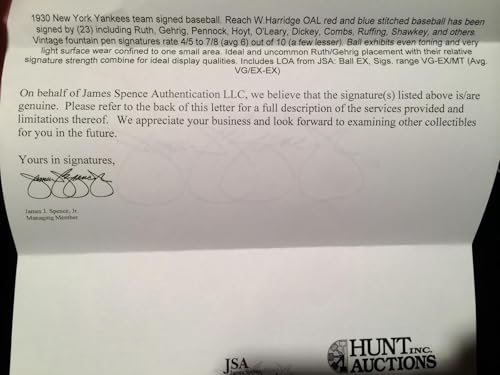 Topps Babe Ruth Lou Gehrig 1930 New York Yankees Team Auto Signed Baseball Jsa Letter - Autographed Baseballs