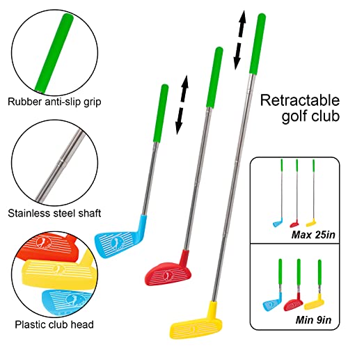 Liberry Toddler Golf Set, Retractable Toy Golf Clubs for Kids Ages 2 3 4 5, Indoor and Outdoor Sports Games Birthday Gift for Boys Girls