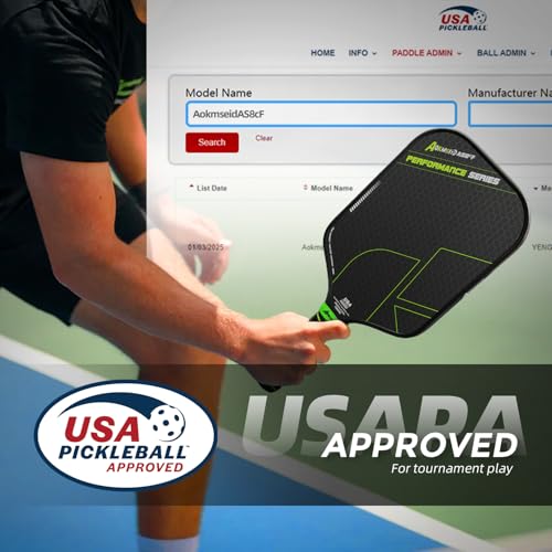AKS Performance Series Pickleball Paddles - Toray T700 Raw Carbon Fiber Pickleball Paddle with Physical Friction Surface, 16mm Powerful Polymer Core, Good Control & Spin Shots, USAPA Approved - Black