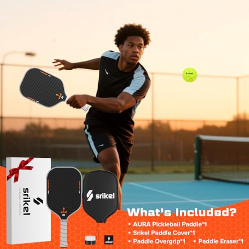 Srikel Pickleball Paddles USA Approved Professional Pickleball Paddle 3k Thermoformed Raw Carbon Fiber Pickleball Paddle Lightweight Pickleball Rackets for Spin Power&Control Great Gift