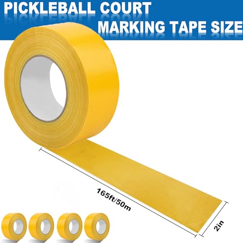 PLAYGOGYM Pickleball Court Line Tape, 328FT, 2in Wide, Outdoor Temporary Court Marking Kit (Yellow)