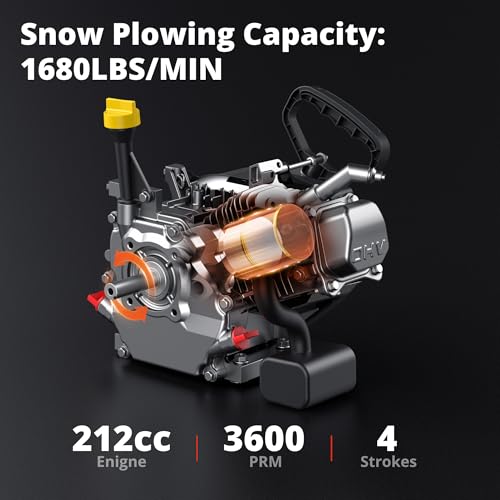 AMERISUN Gas Snow Blower 21-Inch, Single Stage 212cc Snow Thrower with Rotating 180°Adjustable Chute, Lightweight Foldable Gas Powered Snow Removal for Driveways, Sidewalks & Home Use
