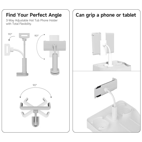 Spa Gift Set - Hot Tub Tray with Adjustable Phone Holder, Hot Tub Accessories, Perfect for Relaxation in Inflatable Hot Tub/Pool, Unique Gifts for Her, Women, Mom(Scented Candle & Card)