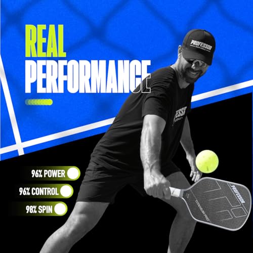 Professor Titanium Pro Square Pickleball Paddle - Designed with Titanium Carbon Fiber Weave Surface - 16MM Foam Injected Thermoformed Core
