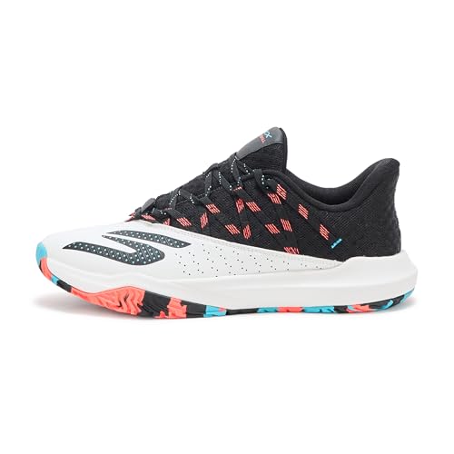 Skechers Men's Viper Court Rally Pickleball Sneaker, White/Pink/Light Blue, 8.5
