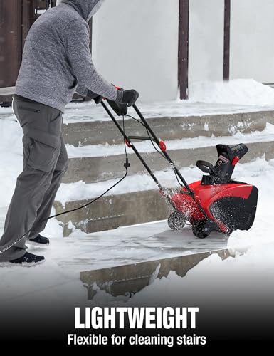 PowerSmart 18-Inch Corded Electric Snow Blower, 15 Amp Motor, 30 ft Throwing Distance Plows 800lbs/min, Adjustable Chute (DB7517)