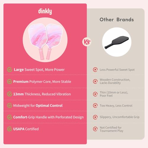 Dinkly Pickleball Paddles Set of 2 - USAPA Approved Graphite/Fiberglass Pickleballs Racket, 2 Paddles, 4 Balls, 1 Protable Carry Bag, Pickle Ball Set for Men Women, Aurora Stream