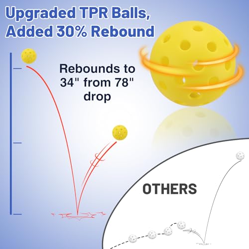 High Elasticity Pickleball Trainer - Double Upgraded Match Buddy Pickleball Rebounder with 164FT Rope & 2 TPR Balls, Durable Outdoor Indoor Training Aid Solo Practice Accessories for Beginner