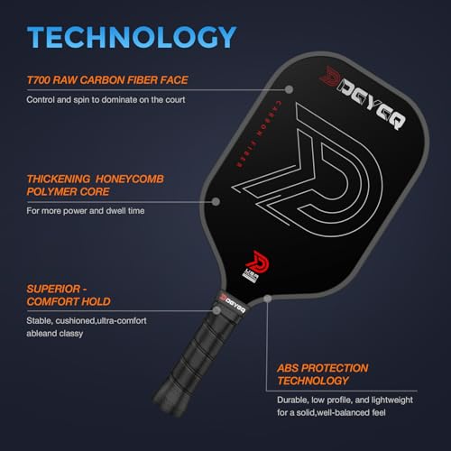 DGYGQ Pickleball Paddles - Professional Carbon Fiber Paddle with Honeycomb Core Pickleball Rackets - Lightweight Precision & Enhanced Shock Absorption for High Spin