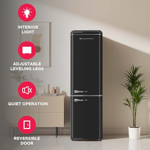 Frigidaire RETRO 9.2 Cubic Foot Fridge with Bottom Mount Freezer, 9.2 cu. ft, BLACK