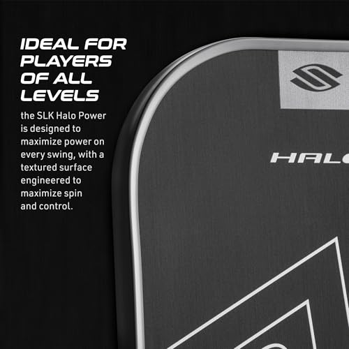 Selkirk Sport SLK Halo Power XL Pickleball Paddle | Raw Carbon Fiber Pickleball Paddles with a Rev-Core Power Polymer Core | Designed for Ultimate Spin & Power | Gray