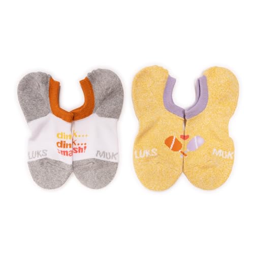 MUK LUKS Women's Set of 5 Pickleball No Show Socks, Multi, OS