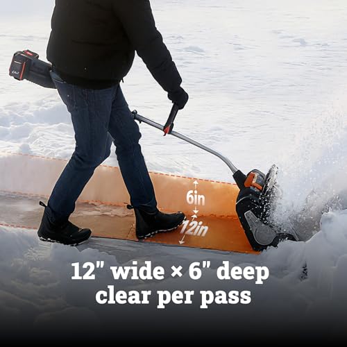 WORX Nitro 40V 12'' Cordless Snow Shovel, Electric Snow Thrower for 4-Car Driveway, Snow Removal with Brushless Motor & 2 Speed Control, 2 × 4.0 Ah Batteries and Charger Included, WG460