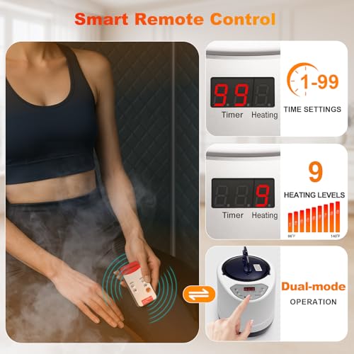 Upgraded Infrared Sauna Box for Relaxation, Portable Sauna for Home, Sauna Tent with 660nm Red Light Therapy, Quick Heating and Easy Setup, Personal Sauna with 2.5L/1000W Steamer, 2.6’ x 2.6’ x 5.9’
