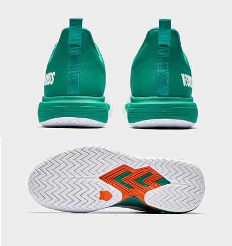 K-Swiss Men's Ultrashot Light Pickleball Tennis Shoe - Lightweight Court Shoes Lateral Movement Stable Support, White/Green 8.5 M