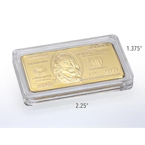American Coin Treasures Ben Franklin $100 Bar One Troy Ounce Layered in 24KT Gold Novelty Decoration