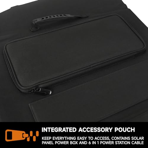 BALDR 120W Portable Solar Panel for Jackery/ECOFLOW/Flashfish/ROCKPALS Power Station Generator, Foldable Solar Cell Charger with USB Ports & PD Output for Camping, Off Grid Living. Black