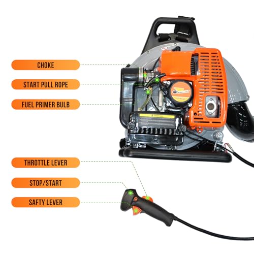 RIDALIYA 63CC Gas Leaf Blower, 3.2HP Backpack Blower with 660 CFM Air Volume and 200 MPH Wind Speed, Powerful 2-Stroke Engine for Heavy-Duty Lawn, Yard, and Parking Lot Cleanup